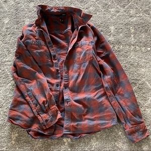 RVCA men’s burnt orange red and grey flannel